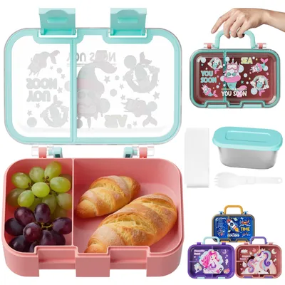 Produktbild von Brotdose Kinder mit Fächern Bento Box Auslaufsicher Lunchbox für Mädchen Jungen
