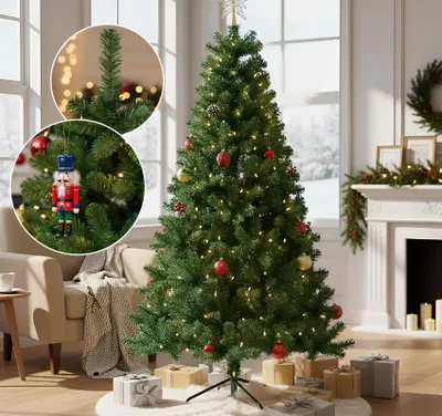 Produktbild von Künstlicher Weihnachtsbaum 240 cm, Tannenbaum Künstlich Naturgetreu mit 1500 Spitzen, Metallständer Stabil, Leicht Zu Montieren, PVC Christbaum Groß
