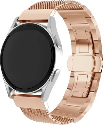Produktbild von Strap-it Stahlarmband - Kompatibel mit Honor Magic Watch 2 Armband 46mm Ersatzarmband Edelstahl Smartwatch Hochwertiges Material Butterfly faltschließe für Armband Rosa gold