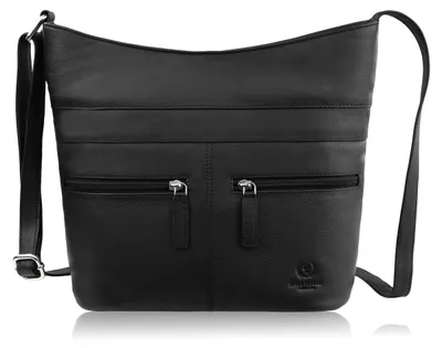 Produktbild von Damen Leder Umhängetasche geräumig schwarz Postbag Paolo Peruzzi AY-23-BL