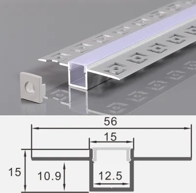 Produktbild von 2 m LED  Alu Profil Rigips Trockenbau Schiene Kanalprofil mit Milchglas Abdeckung Kanal System für LED-Streifen Profil T