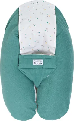 Image de Coussin de Maternité 3-en-1, Tissu Éponge, Vert Pois, MultiRelax Tinéo, Harnais de Sécurité