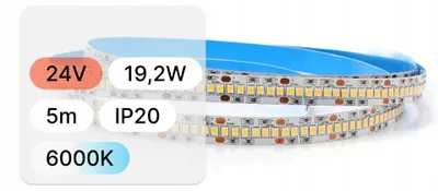 Produktbild von LED-Streifen 24V 19,2W/m 240 LEDs/m 6000K IP20 10mm
