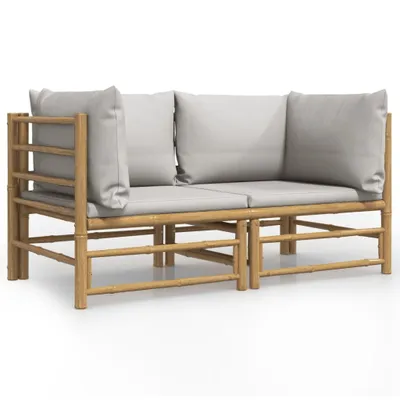 Produktbild von Garten-Ecksofas mit Hellgrauen Kissen 2 Stk. Bambus