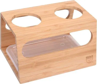 Produktbild von Famanu Flaschenhalter für 2 Gläser mit Abtropfgestell und Auffangschale - Bamboe