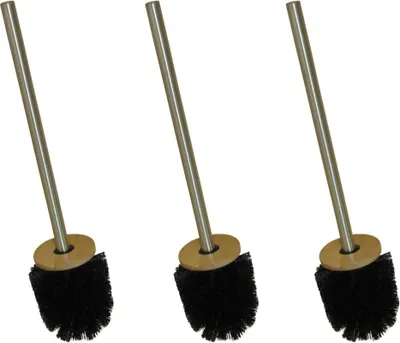Produktbild von Nicol 3er Set 2232499 Savanna Toilettenbürste schwarz Bürstenkopf mit Edelstahl Griff WC Bürste rostfreie Klobürste - Ersatztoilettenbürste - Ersatzklobürste