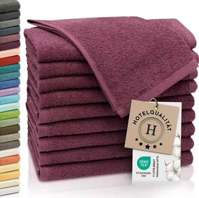 Produktbild von 10er Set Gästetücher, Baumwolle, 30x50 cm, 420g/qm, violett (lila)