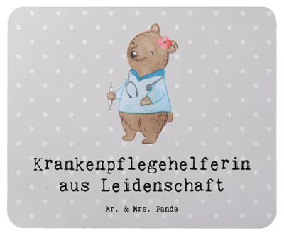 Produktbild von Mr. & Mrs. Panda Mauspad Krankenpflegehelferin Leidenschaft - Grau Pastell - Geschenk, Mousepad, Lustig, pc, Mouse Pad, Beruf, Spruch, Pflegekraft, gummi, Ausbildung