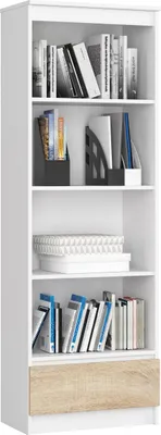 Immagine prodotto di Akord Libreria Bianco/Rovere Sonoma 60X35X180 Cm