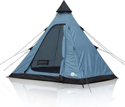 Produktbild von Zelt Lido - Tipi-Zelt für 3 oder 4 Personen, Campingzelt mit eingenähtem Boden, Insektenschutz und Stehhöhe, Pyramidenzelt mit UV 50+ Sonnenschutz, Festivalzelt mit 5000 mm Wassersäule