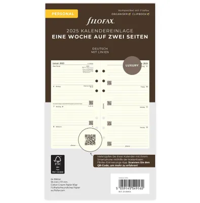 Produktbild von FILOFAX Kalendereinlage 2025 Personal 1 Woche - 2 Seiten  Baumwolle cream deutsch 25-68458