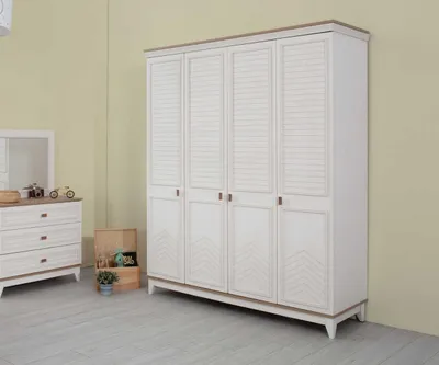 Produktbild von Schrank Kleiderschrank Kinderschrank Holzschrank Holz Weiß Modern