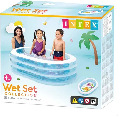 Produktbild von Intex 5748NP, Kinderpool,163 x 107 x 46cm,3 aufblasbare, transparente Ringe, mit Ablassverntil, inkl. Reperaturflicken