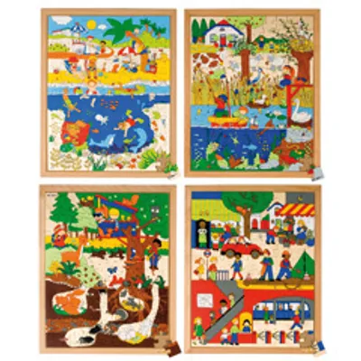 Image de Puzzle en bois Dessous et dessus grand set de 4 pièces