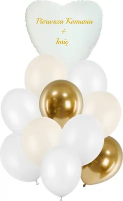 Produktbild von Set von Ballons mit personalisiertem Herz für die Erstkommunion.