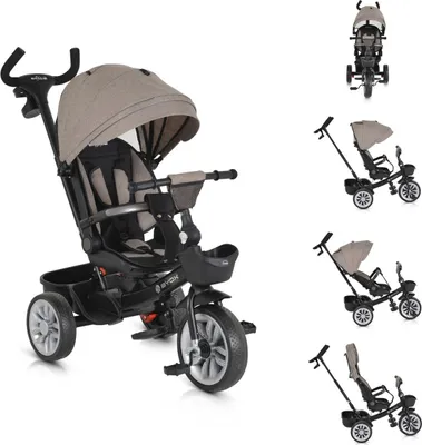 Produktbild von Byox Tricycle Space 3 in 1 Dreirad Getränkehalter, Korb, Schiebegriff, EVA-Räder beige
