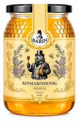 Produktbild von BARIN Rosmarinhonig Premium 500 g | Heller monofloraler Gourmet-Sortenhonig | Mild & naturbelassen, ohne Zusatzstoffe | Im Glas