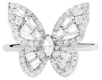 Produktbild von Mabina Damen Ring Schmetterling Silber 925 Zirkonia 523520 Verstellbar