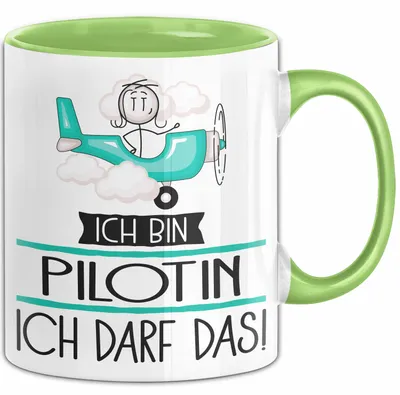 Produktbild von Geschenk für Pilotin Tasse Lustige Geschenkidee Geburtstag Ich Bin Pilotin Ich Darf Das (Grün)