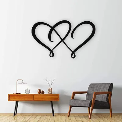 Productafbeelding van Metalen Hart Decoratie - Wandkunst Liefde - Huis Verfraaien - Uniek Infinity Ontwerp - 120x60CM - Zwart