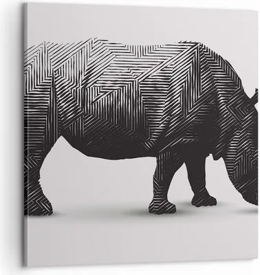 Produktbild von Bild auf Leinwand - Leinwandbild - Nashorn Tier Afrika Safari - 60x60cm - Wand Bild - Wanddeko - Leinwanddruck - Bilder - Kunstdruck - Wanddekoration - Leinwand bilder - Wandkunst - AC60x60-2935