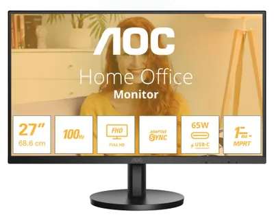 Obrázok produktu pre AOC 27B3CA2, 68,6 cm (27"), 1920 x 1080 px, Full HD, LED, 4 ms, Čierna