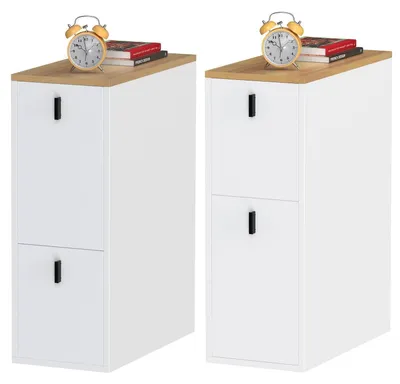 Immagine prodotto di Set di due comodini con 2 cassetti, color beige, dimensioni 25x51x68 cm