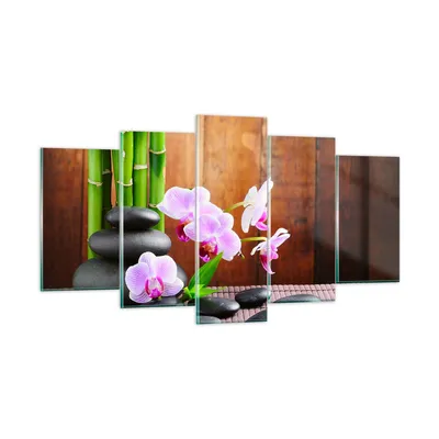 Produktbild von Bilder auf glas - Bambus Dekoration Blume Orchidee - 160x85cm - Glasbilder - Wandbilder - Kunstdruck - zum Aufhängen bereit - Wanddekoration aus Glas - Glas Bilder - Wandbild auf Glas - GEA160x85-2167