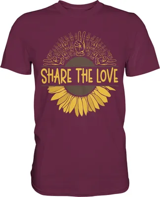 Produktbild von Frieden Liebe Sonnenblumen T-Shirt Garten Motiv Gärtner Geschenk – Burgundy / XXL