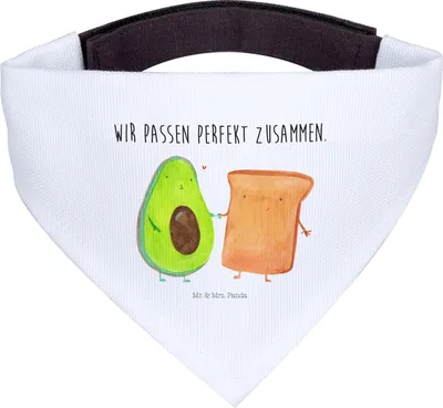 Produktbild von Mr. & Mrs. Panda Bandana Hund Avocado Toast - Weiß - Geschenk, Tuch, Halstuch, Hochzeit, Toastbrot, Hunde, Freundin, Für