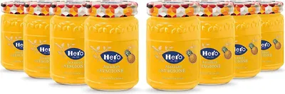 Produktbild von Hero Saisonale Aprikosenmarmelade, 8 Gläser à 350 g, Marmelade und Extra-Marmelade mit Früchten der Saison, hochwertiges Obst