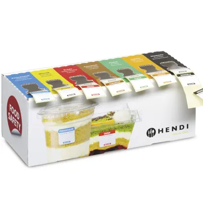Produktbild von Set wiederverwendbarer Lebensmittelsicherheitsetiketten für jeden Wochentag mit Spender - Hendi 850305