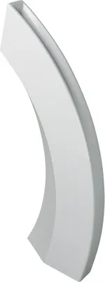 A white, curved door handle or grip is shown against a white background.