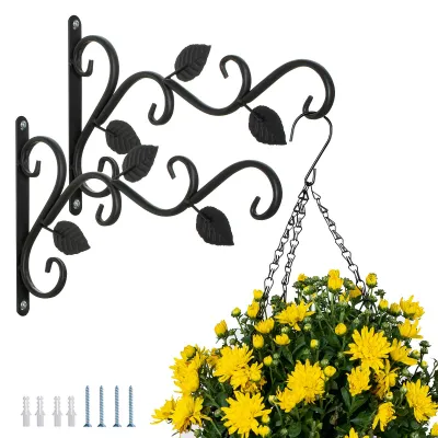 Wandhaken für Hängepflanzen, 2 Stück, 29,5 cm, schwarz