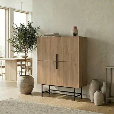 Obrázok produktu pre Skye Decor, kvalitná komoda, šírka 100 cm, prevedenie: dubový Imitácia a čierna, 100% melamín | 12345