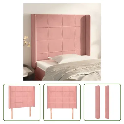 Produktbild von The Living Store Kopfteil mit Ohren Rosa 83x16x118/128 cm Samt