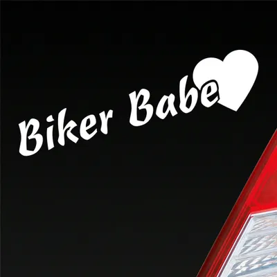 Produktbild von Auto Aufkleber Biker Babe Bikerbabe Motorrad Frau 19x4 cm Weiss Matt Sticker Heckscheibenaufkleber