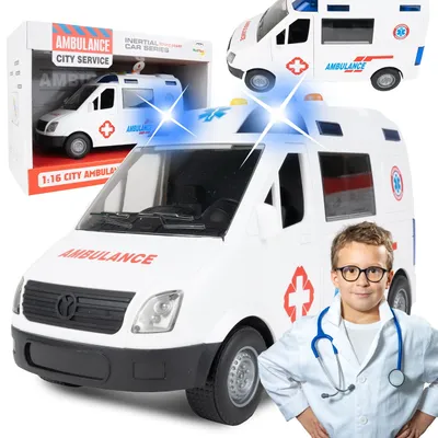 Produktbild von MalPlay Krankenwagen mit Licht & Sound Rettungswagen Spielzeugauto Ambulance 1:16 ab 3 Jahren