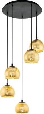 Produktbild von EGLO Hängelampe Alabraccin, 5-flammige Cluster Pendelleuchte Esstisch, Hängeleuchte , Esszimmerlampe hängend, E27, Ø 58,5 cm