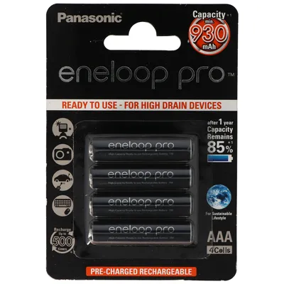 Zdjęcie produktu dla Panasonic eneloop Pro Micro 1,2V AAA LR03 BK-4HCCE/4BE Akku und AccuCell Akkubox AAA