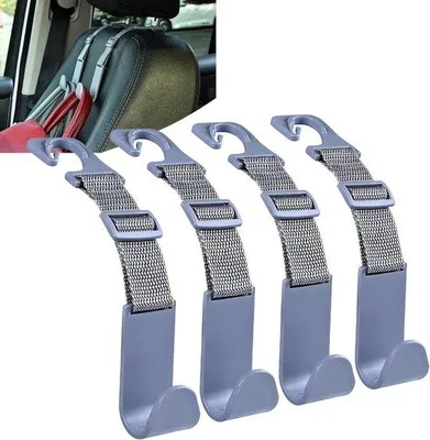 Immagine prodotto di Ganci regolabili per auto, set da 4 pezzi, organizer per il sedile posteriore, per borse, universali, grigi