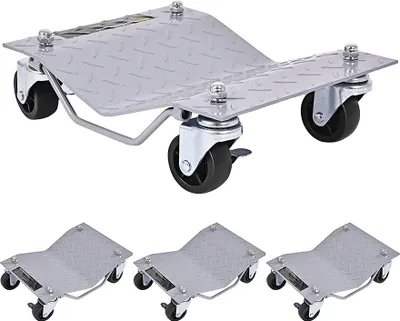Zdjęcie produktu dla COSTWAY Pomoc do manewrowania 4 sztuki, 680 kg na platformę, maks. szerokość opony 30 cm, rolki do manewrowania kołami Szerokość opony 30 cm, rolki do manewrowania kołami podnośnik manewrowy, podnośnik do samochodów osobowych, osobowych, ciężarowych, ciągników, ruchoma platforma do opon, szary
