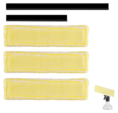 Fensterreiniger-Set, 3 Mikrofaser-Pads + 2 Gummi-Abzieher