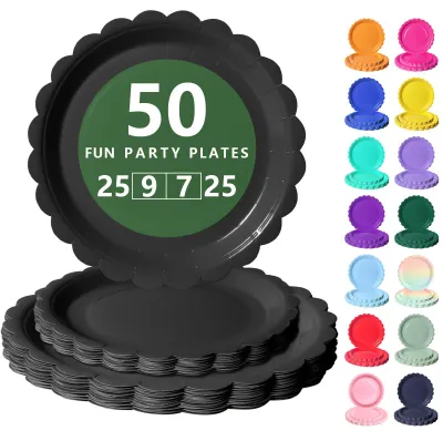 Papiergeschirr Set 50-teilig - 25 Teller 23 cm + 25 Dessertteller 18 cm