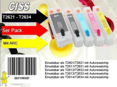 Produktbild von T26XL Multipack mit 5 Patronen - IRP398MP - CISS / Easyrefill / Leerpatronen