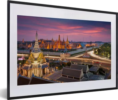 Produktbild von MuchoWow® MuchoWow® Gerahmtes Poster Thailand - Palast - Abenddämmerung 60x40 cm - Poster mit zchwarzem Bilderrahmen - Schlafzimmer - Plakat in Rahmen - Drucken