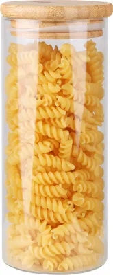 Produktbild von Bestlivings Vorratsglas 400ml mit Bambusdeckel Ø 6,6 x 14,5 cm, Luftdichter Mehrweg-Glasbehälter, hochwertiges Aufbewahrungsglas, Gewürzglas für Küche