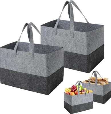 Productafbeelding van Cozary, 2 stuks vilt tas, boodschappentas, 38x25x25 cm, grijs