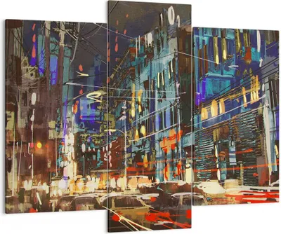 Produktbild von Bild auf Leinwand - Leinwandbild - Stadt Nacht Straße - 130x100cm - Wand Bild - Wanddeko - Leinwanddruck - Bilder - Kunstdruck - Wanddekoration - Leinwand bilder - Wandkunst - CB130x100-3787