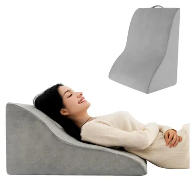 Produktbild von Lesekissen für Bett und Sofa, Venenkissen zum Hochlagern der Beine, Keilkissen mit waschbarem Bezug, Stützkissen für Genesende, Schwangerschaft, Schnarch- und Sodbrennenprobleme (Grau)